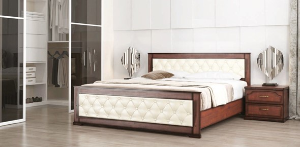 Кровать двуспальная Стиль 2, 160х200, кожзам, с основанием в Комсомольске-на-Амуре - изображение