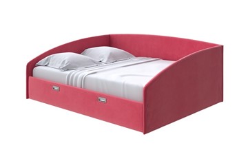 Двуспальная кровать Bono 160х200, Велюр (Forest 13 Красный) в Хабаровске