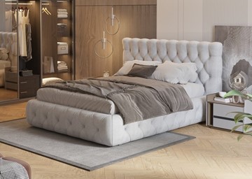 Кровать в спальню Castello 180х200, Флок (Бентлей Светло-серый) в Хабаровске
