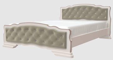 Кровать 2-спальная Карина-10 (Дуб Молочный, светлая обивка) 160х200 в Комсомольске-на-Амуре