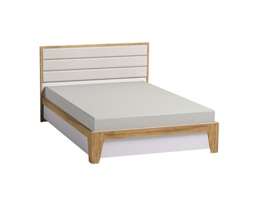 Полутороспальная кровать Айрис 308 1400 с гибкими ламелями металл, Белый-Дуб золотистый в Хабаровске