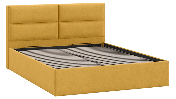 Двуспальная кровать с механизмом Глосс Тип 1 (Микровелюр Wellmart Yellow) в Хабаровске - изображение 2