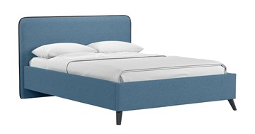 Кровать с подъемным механизмом Миа, 140 Bravo blue (светло-синий) / кант Лайт 10 Велюр (коричневый) + кроватное дно в Хабаровске