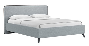 Кровать с механизмом двуспальная Миа, 160 Bravo grey (серый) / кант Лайт 10 Велюр (коричневый) + кроватное дно в Хабаровске