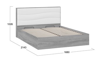 Двуспальная кровать с механизмом Миранда тип 1 (Дуб Гамильтон/Белый глянец) в Комсомольске-на-Амуре - предосмотр 1