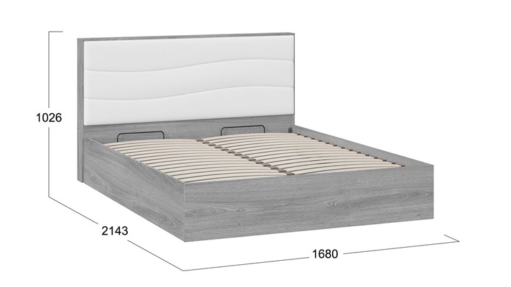 Двуспальная кровать с механизмом Миранда тип 1 (Дуб Гамильтон/Белый глянец) в Хабаровске - изображение 1