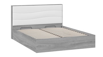 Двуспальная кровать с механизмом Миранда тип 1 (Дуб Гамильтон/Белый глянец) в Комсомольске-на-Амуре - предосмотр 2