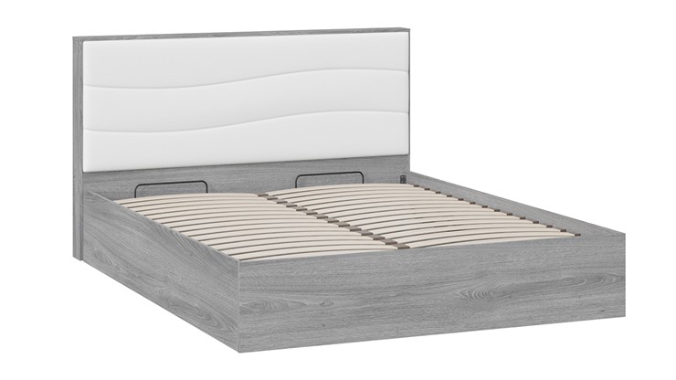 Двуспальная кровать с механизмом Миранда тип 1 (Дуб Гамильтон/Белый глянец) в Хабаровске - изображение 2