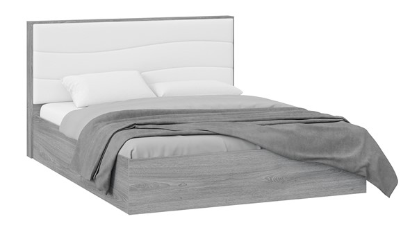Двуспальная кровать с механизмом Миранда тип 1 (Дуб Гамильтон/Белый глянец) в Хабаровске - изображение