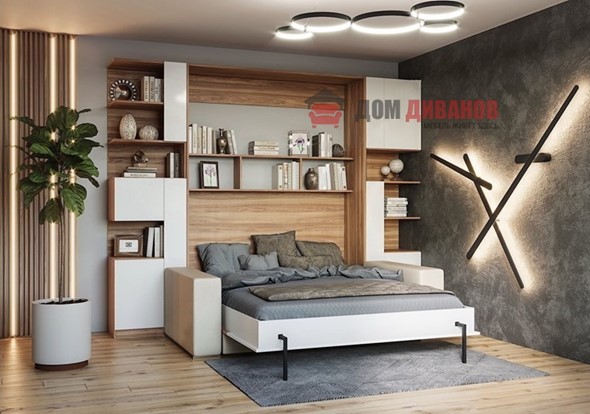 Кровать-шкаф с диваном Дина, 1200х2000 в Комсомольске-на-Амуре - изображение