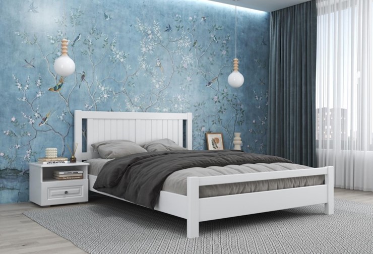 Кровать 2-спальная Ванесса из массива сосны (Белый Античный) 160х200 в Комсомольске-на-Амуре - изображение 1