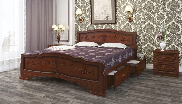 Кровать с выкатными ящиками Карина-6 (Орех) 180х200 в Хабаровске - изображение