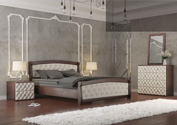 Кровать в спальню Магнат 160*200 с основанием, мягкие спинки в Комсомольске-на-Амуре