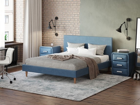 Спальная кровать Claro 160х200, Рогожка (Тетра Голубой) в Хабаровске - изображение