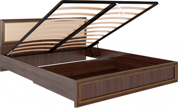 Двуспальная кровать с механизмом Беатрис М11 с мягким изголовьем (Орех Гепланкт) в Хабаровске