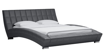 Кровать двуспальная Оливия 160 арт. Марика 485 к/з (серый) с основанием в Хабаровске