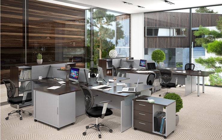 Офисный набор мебели OFFIX-NEW для двух сотрудников и руководителя в Хабаровске - изображение 1