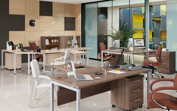 Офисный набор мебели Xten S 1 - один стол с приставным брифингом в Хабаровске - изображение