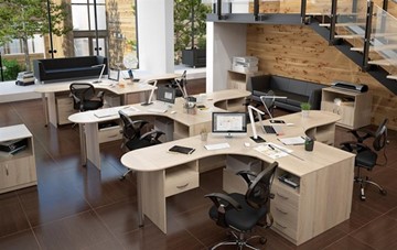 Офисный комплект мебели SIMPLE с эргономичными столами и тумбами в Хабаровске - предосмотр