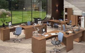 Комплект офисной мебели IMAGO три стола, 2 шкафа, стеллаж, тумба в Хабаровске - предосмотр