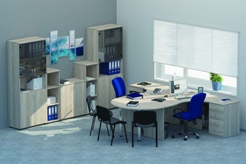 Офисный комплект мебели Twin для 2 сотрудников с совмещенными столами в Хабаровске - предосмотр