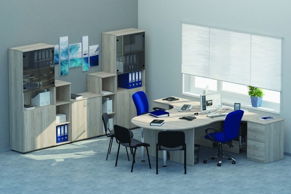 Офисный комплект мебели Twin для 2 сотрудников с совмещенными столами в Хабаровске - изображение