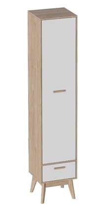 Детский шкаф одностворчатый Калгари, Дуб натуральный светлый/Белый матовый в Хабаровске - изображение