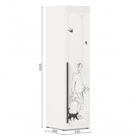 Шкаф 1-дверный Джоли Тип 2 ЛД 535.020, Серый шелк в Хабаровске - изображение 2