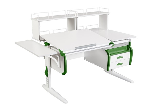 Детский стол-трансформер 1/75-40 (СУТ.25)+ Polka_b 1/550 + Polka_zz 1/600 (2 шт.) + Tumba 3 белый/белый/Зеленый в Комсомольске-на-Амуре - изображение