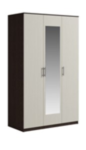 Шкаф 3 двери Светлана, с зеркалом, венге/дуб молочный в Комсомольске-на-Амуре