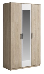Шкаф 3 двери Светлана, с зеркалом, белый/дуб сонома в Хабаровске - предосмотр
