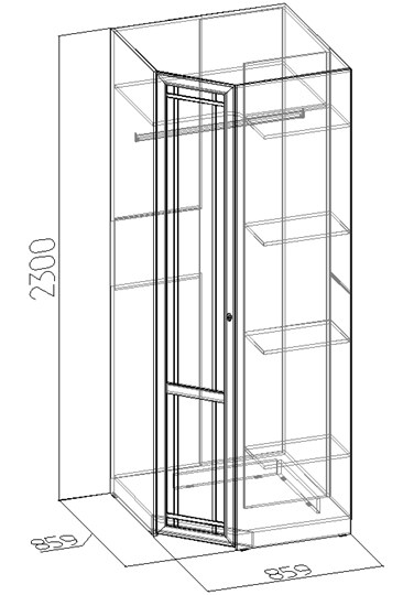 Распашной шкаф угловой Sherlock 63+ фасад стандарт, Дуб Сонома в Хабаровске - изображение 2