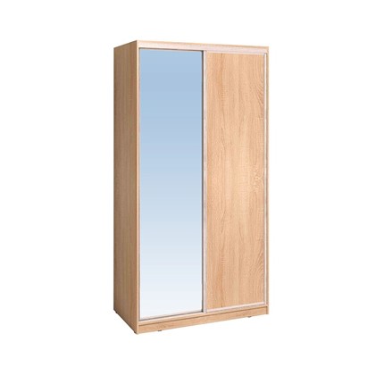 Шкаф 2-х створчатый 1200 Домашний Зеркало/ЛДСП, Дуб Сонома в Хабаровске - изображение