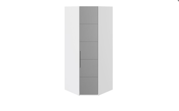 Распашной шкаф угловой Наоми с зеркальной правой дверью, цвет Белый глянец СМ-208.07.07 R в Хабаровске - изображение