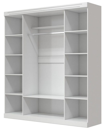 Шкаф четырехдверный в спальню Олимп ШР-4 (Белый) 2 зеркала в Хабаровске - изображение 1
