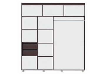 Шкаф 2-х дверный Комфорт №12 2.0 с фигурными зеркалами, Венге в Хабаровске - предосмотр 1