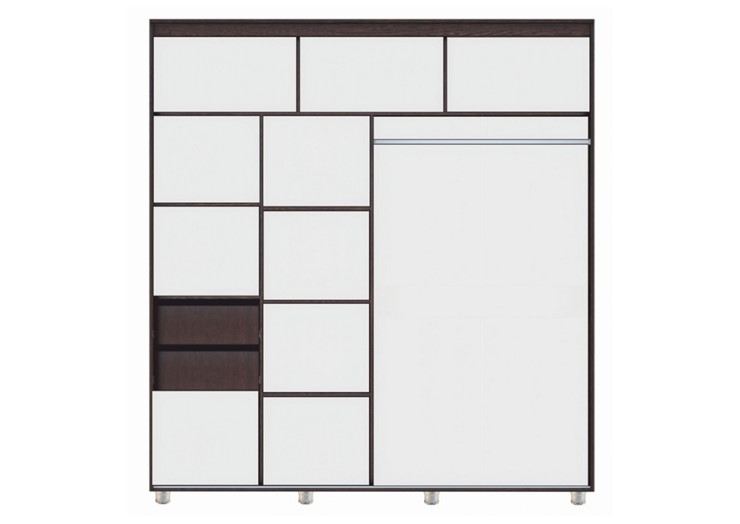 Шкаф 2-х дверный Комфорт №12 2.0 с фигурными зеркалами, Венге в Хабаровске - изображение 1