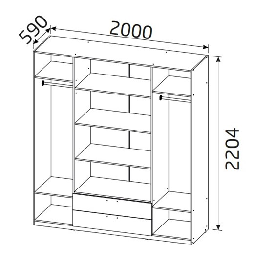 Шкаф 4х-дверный 4-х дверный Вега с 2 ящиками в Хабаровске - изображение 1