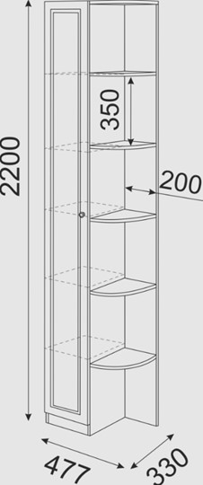 Угловой шкаф-стеллаж Беатрис М13 левый (Орех Гепланкт) в Комсомольске-на-Амуре - изображение 3