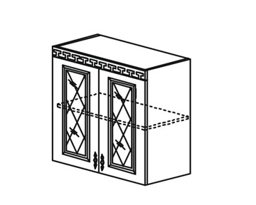Шкаф на кухню Веста настенный двухдверный с полкой со вставкой из стекла 718*800*323мм в Хабаровске