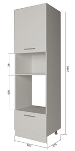 Кухонный шкаф-пенал П7 3, МДФ Софт бирюза/Белый в Хабаровске