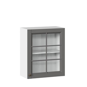 Шкаф на кухню Амели-3 600 со стеклом ЛД 299.350.000.030, Белый/Оникс серый в Хабаровске