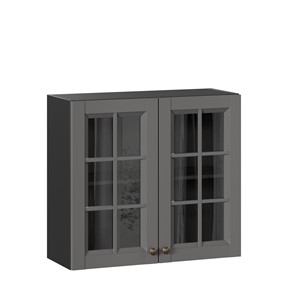Шкаф на кухню Амели-3 800 со стеклом ЛД 299.360.000.036, Черный/Оникс серый в Хабаровске