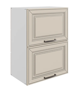 Шкаф кухонный Атланта L500 Н720 (2 дв. гл. гориз.) эмаль (белый/сливки патина платина) в Хабаровске