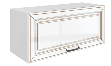 Кухонный шкаф Атланта L800 Н360 (1 дв. гл.) эмаль (белый/белый глянец патина золото) в Хабаровске