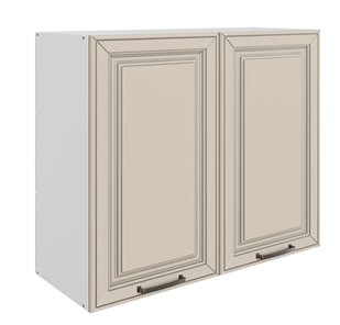 Шкаф на кухню Атланта L800 Н720 (2 дв. гл.) эмаль (белый/сливки патина платина) в Хабаровске