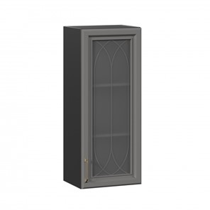 Навесной шкаф Джелатто 400 высокий со стеклом ЛД 241.420.000.152, Черный/Оникс серый в Хабаровске