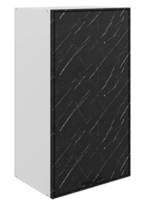 Шкаф настенный Монако L450 Н900 (1 дв. гл.), белый/мрамор блэкберн матовый в Хабаровске