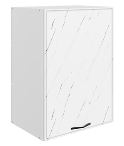 Шкаф на кухню Монако L500 Н720 (1 дв. гл.), белый/мрамор пилатус матовый в Хабаровске