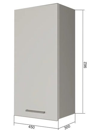 Шкаф на кухню В9 45, Сатин/Белый в Хабаровске - изображение